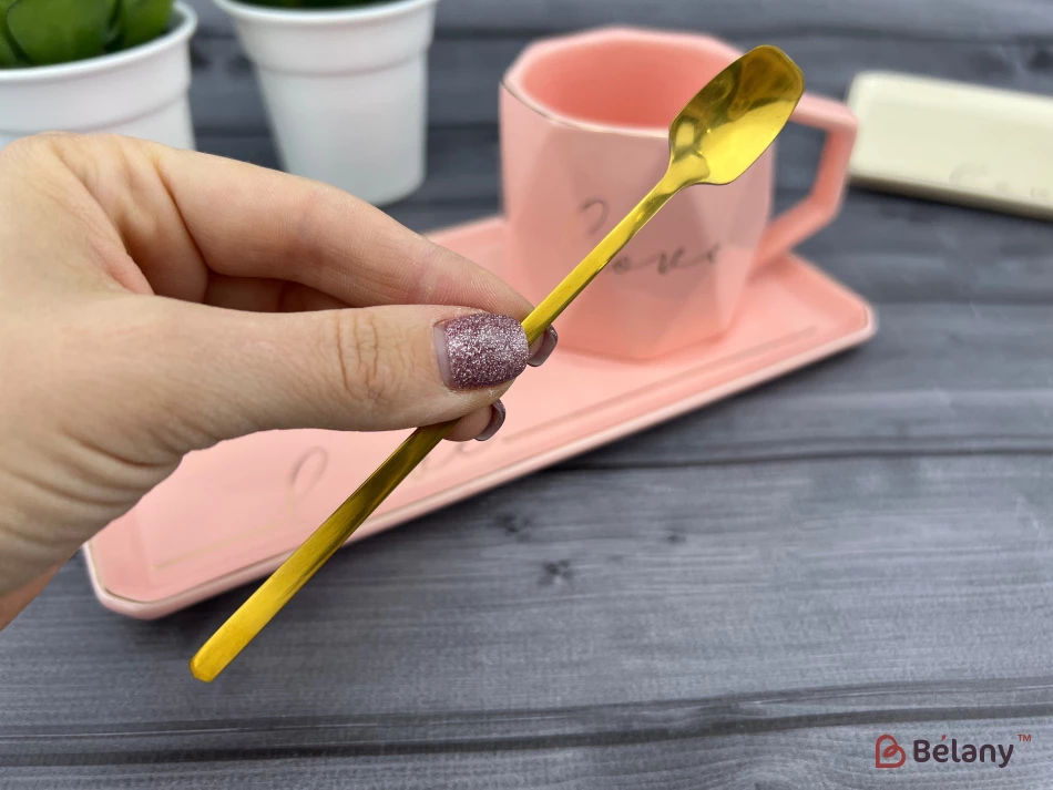 Cana Si Farfuria Din Ceramica "love It" Roz | 4