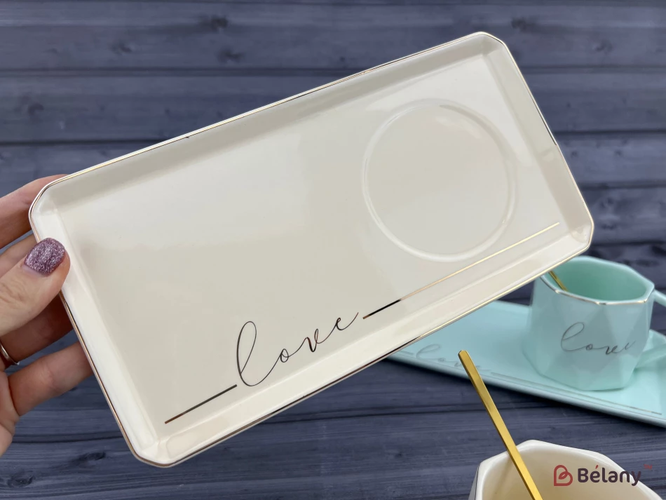 Cana Si Farfurie Ceramica "love It" Crema | 3