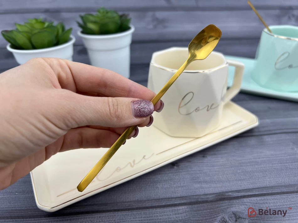 Cana Si Farfurie Ceramica "love It" Crema | 4