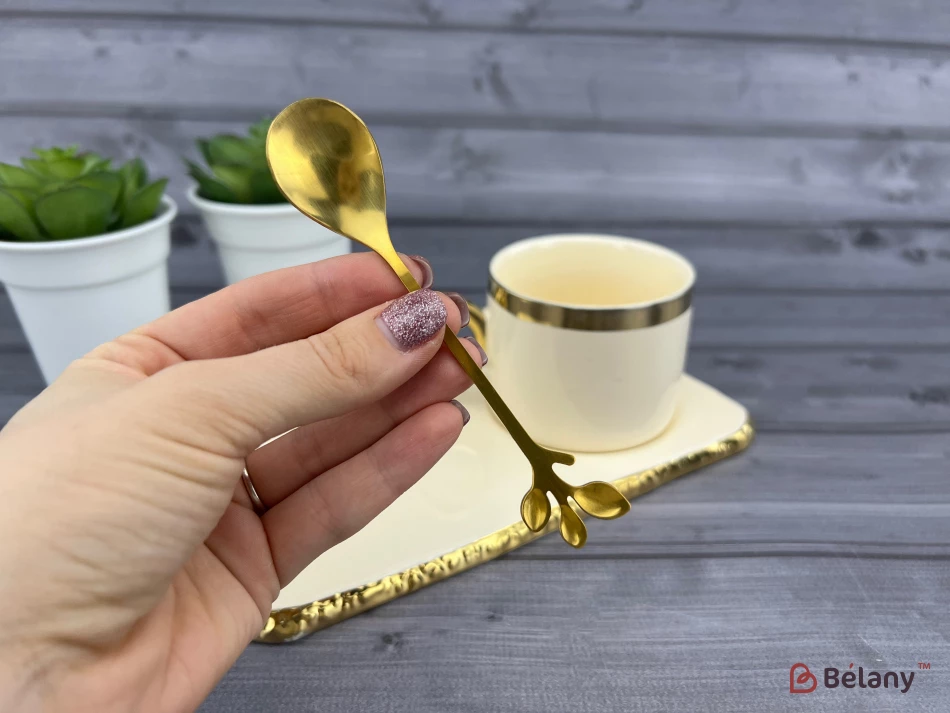 Cana Si Farfurie Ceramica "gold Edge" Crema | 3