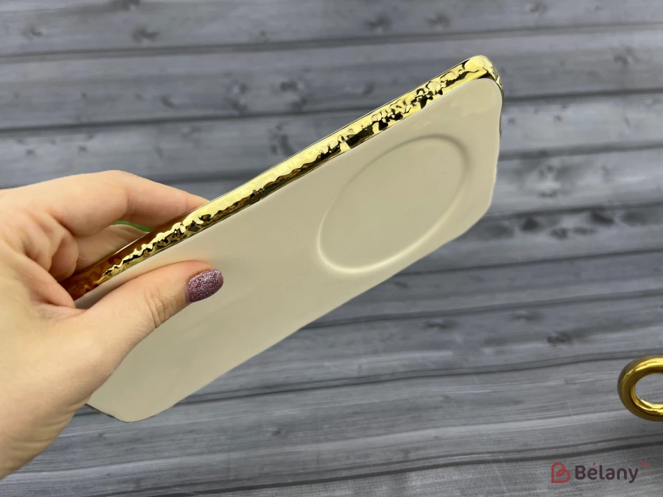 Cana Si Farfurie Ceramica "gold Edge" Crema | 4