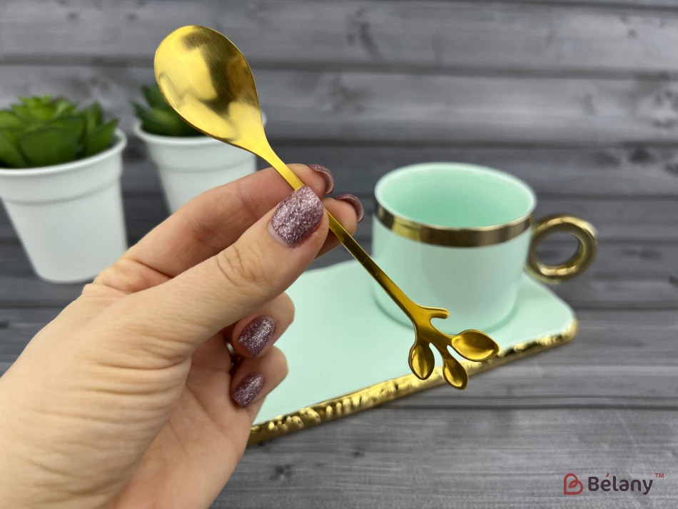 Pahar Si Farfurie Din Ceramica "gold Edge" Menta | 4