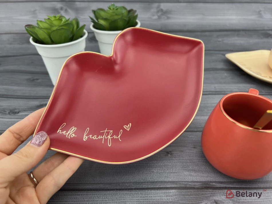 Cana Si Farfurie Din Ceramica "sweet Lips" Teracota | 3