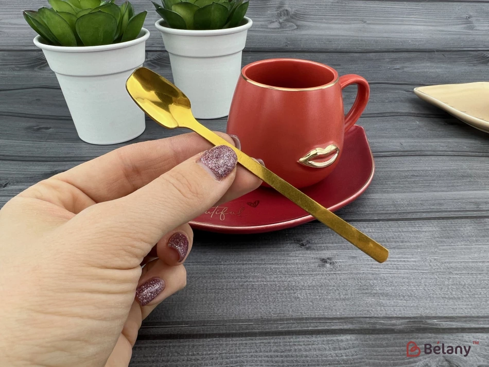 Cana Si Farfurie Din Ceramica "sweet Lips" Teracota | 4