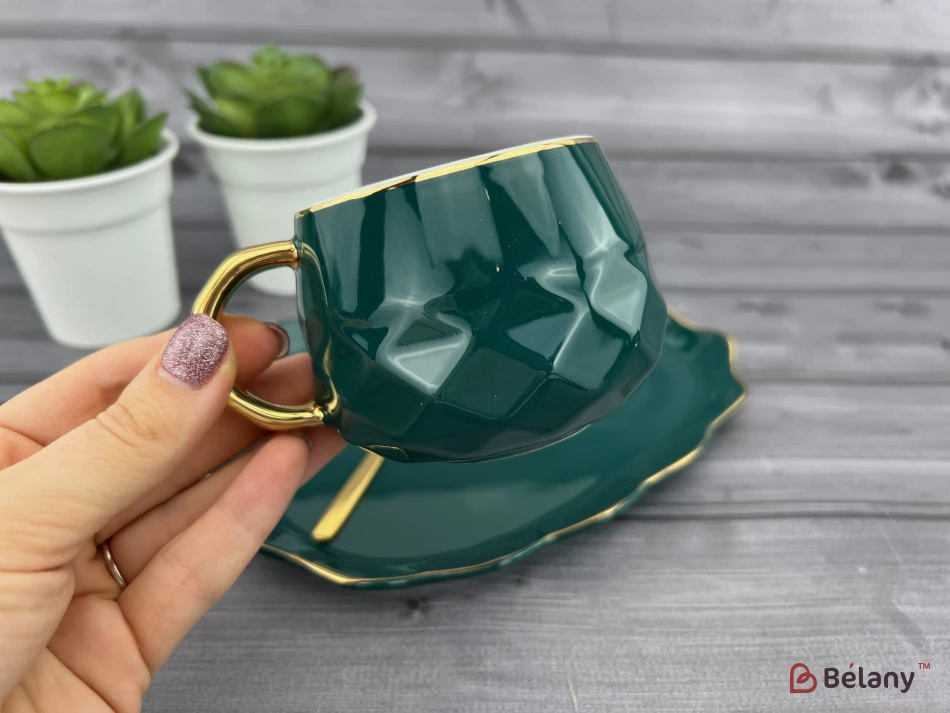 Cana Si Farfuria Din Ceramica "oyster" Smarald | 2