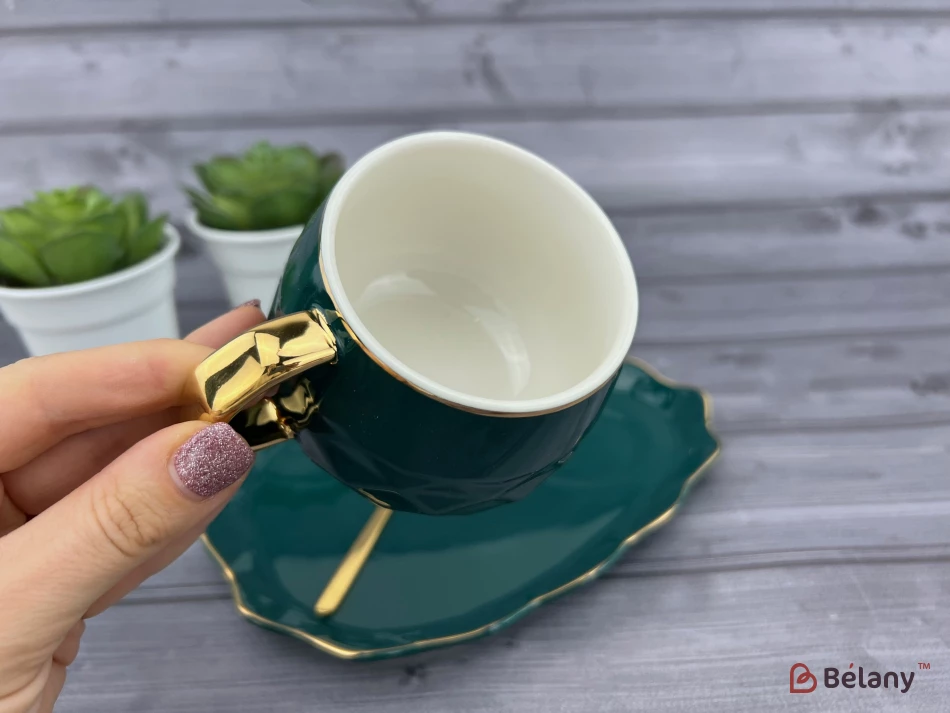 Cana Si Farfuria Din Ceramica "oyster" Smarald | 3