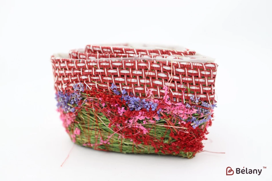 Set Ghivece Cu Flori Uscate In Forma De Inima, Roz-Rosu