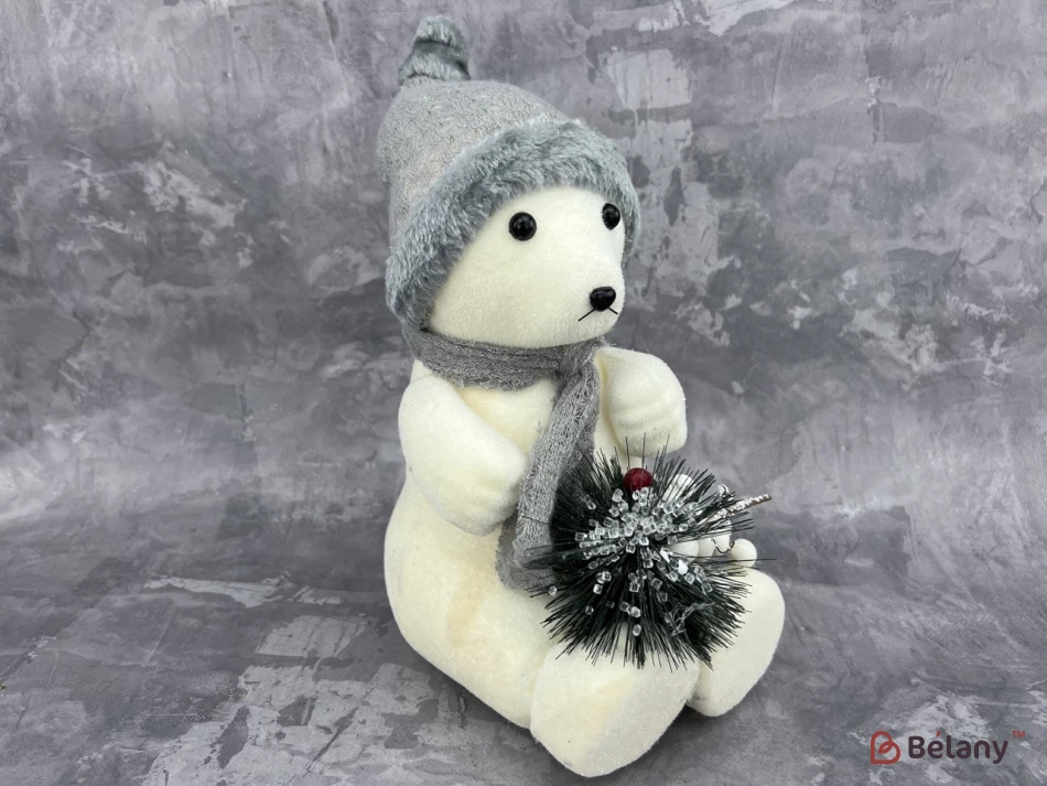 Figura De Anul Nou „Ursul Cu Pălărie Gri”