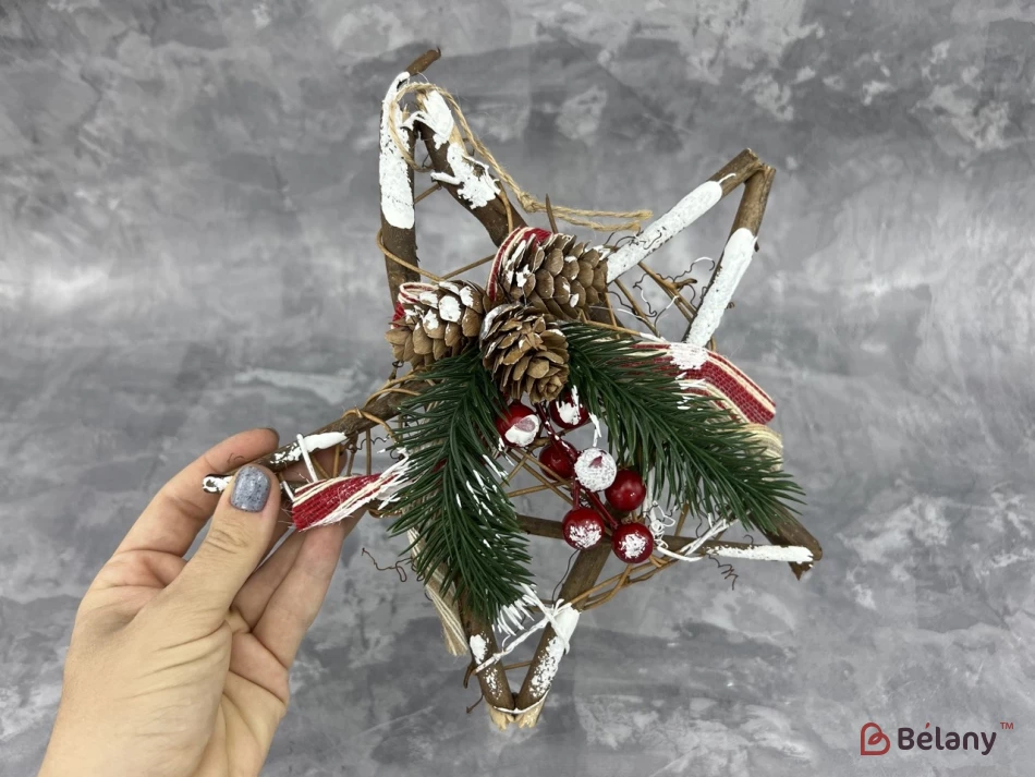 Jucărie De Pom De Crăciun „Butcă Bej Cu Compoziție” | 2