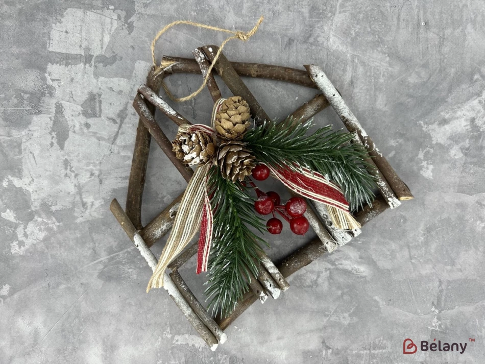 Jucărie De Pom De Crăciun „Butcă Bej Cu Compoziție”