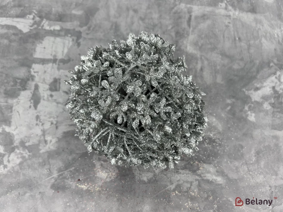 Decor „Flower Boom” Cu Sclipici Argintiu