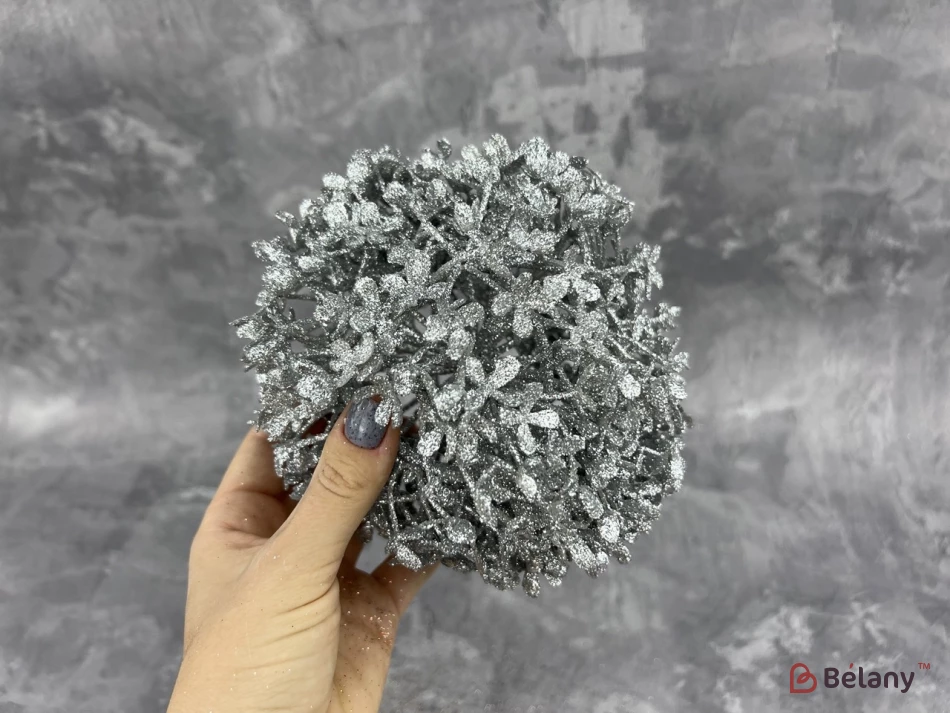 Decor „Flower Boom” Cu Sclipici Argintiu | 2