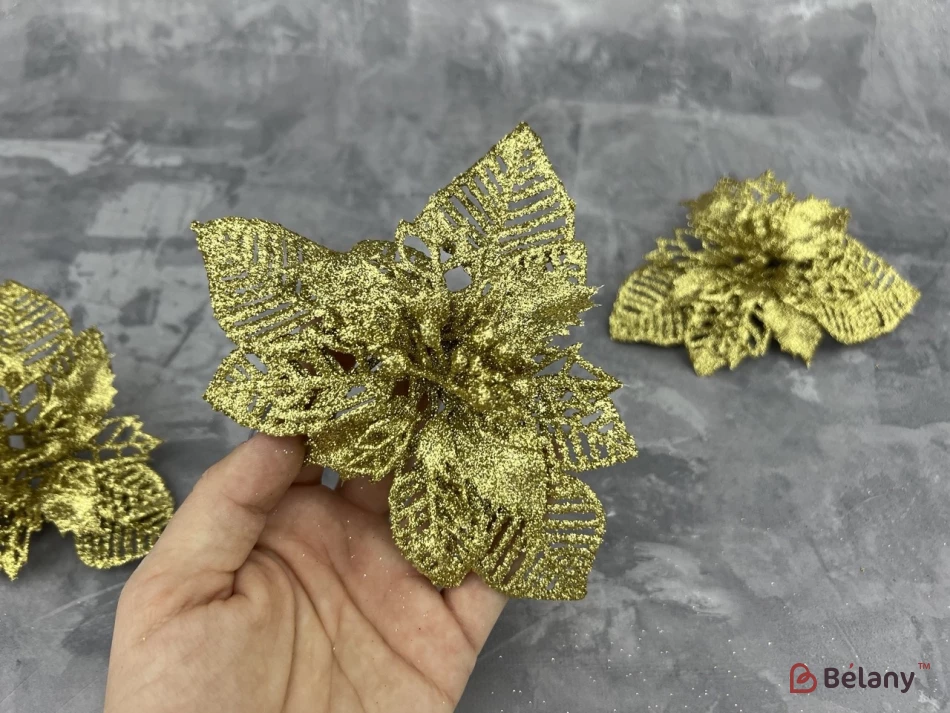 Decor De Anul Nou "flower Glitter" Auriu | 2