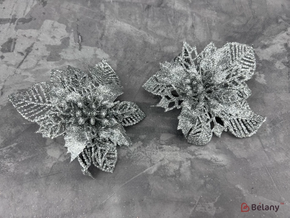 Decor De Anul Nou "flower Glitter" Argintiu