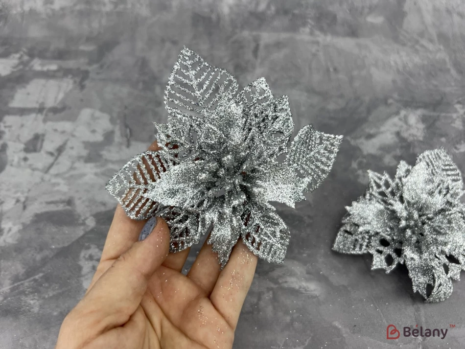 Decor De Anul Nou "flower Glitter" Argintiu | 2