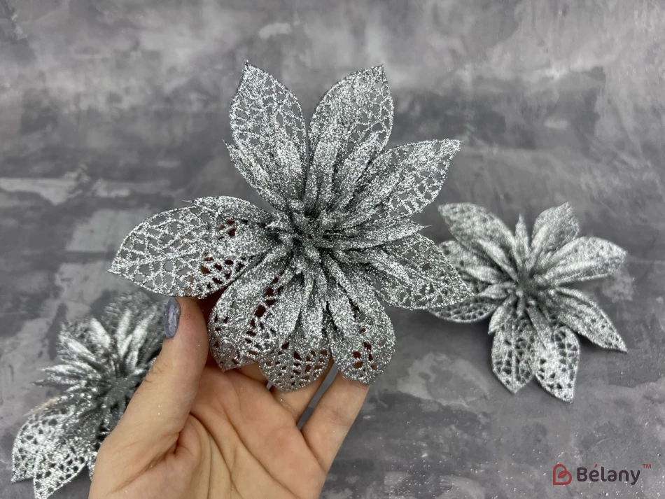 Decor De Anul Nou "floare" Argintiu | 2