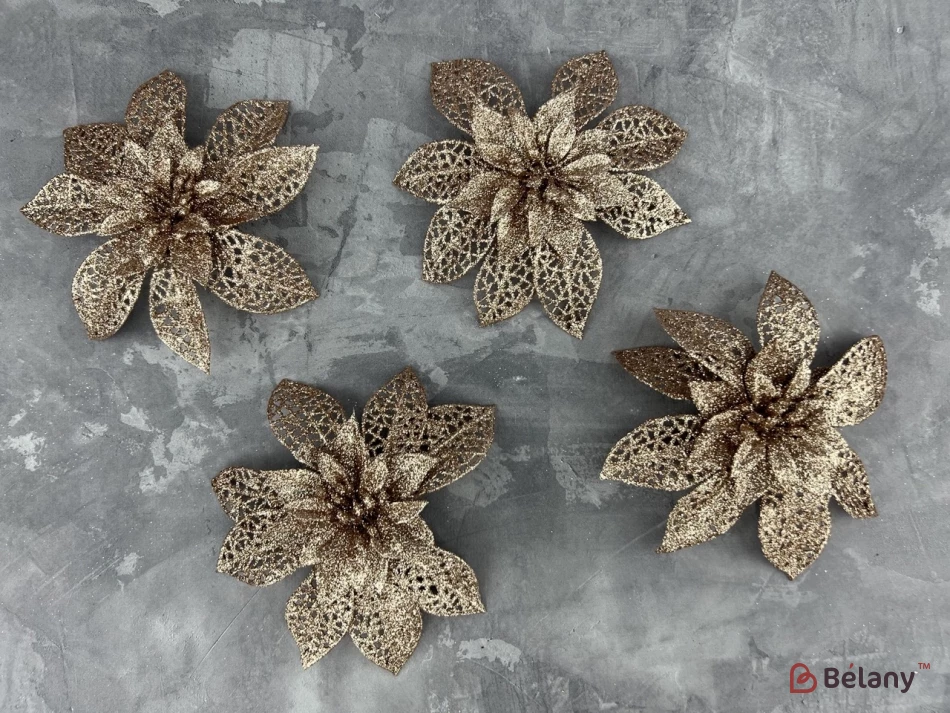 Decor De Anul Nou "floare" Cu Sclipici Pudra