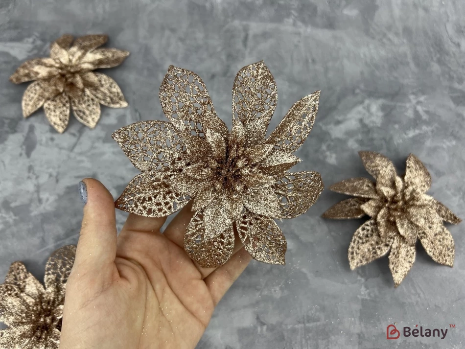 Decor De Anul Nou "floare" Cu Sclipici Pudra | 2