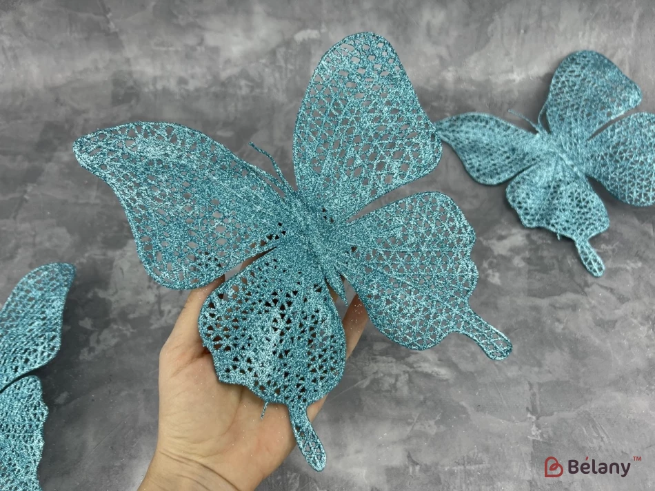 Decor „Fluture” Cu Sclipici Albastru