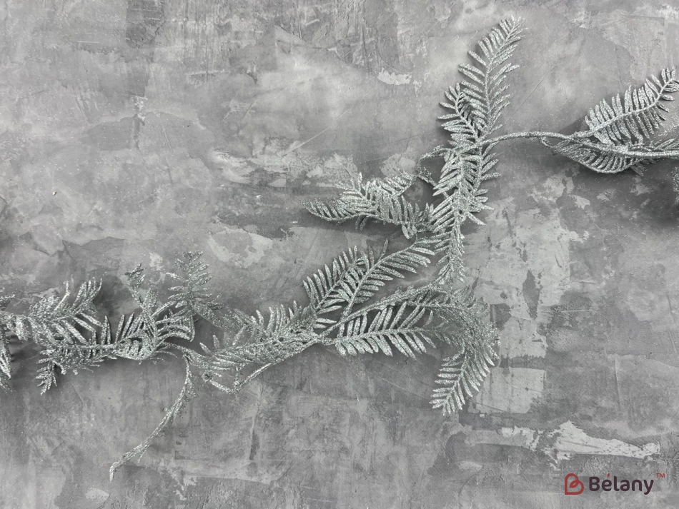 Ramura Decorativa "frunze Lungi" Argintiu