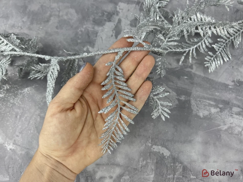 Ramura Decorativa "frunze Lungi" Argintiu | 2