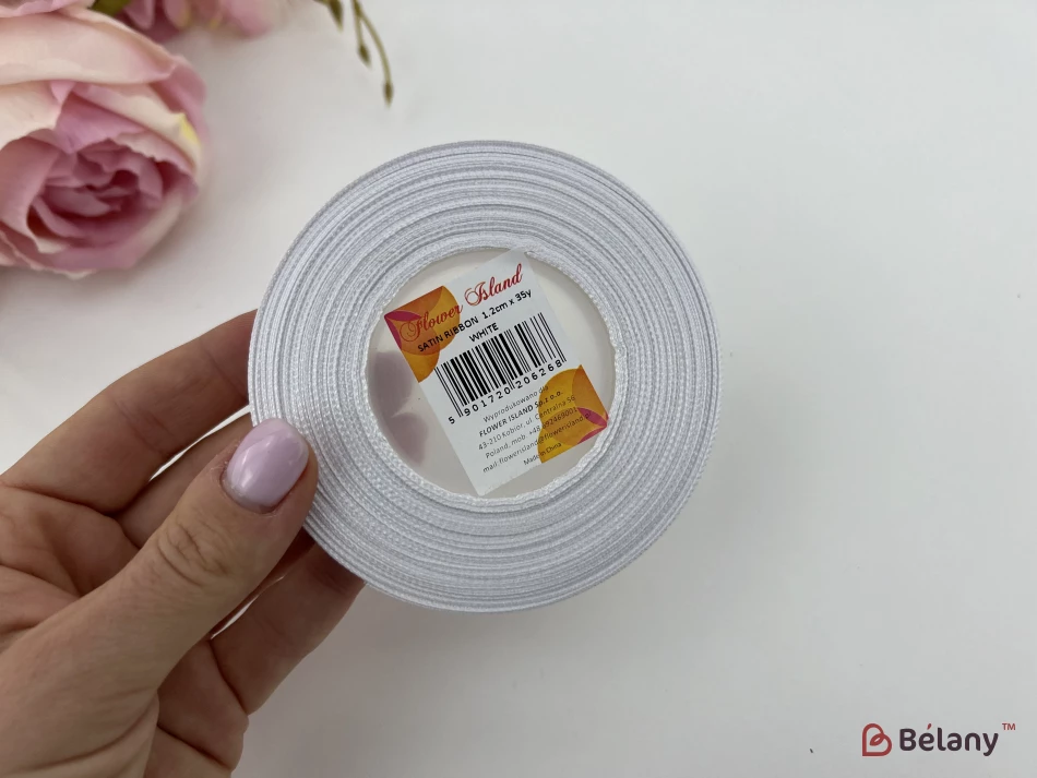 Panglică Din Satin „Slender” Albă | 2