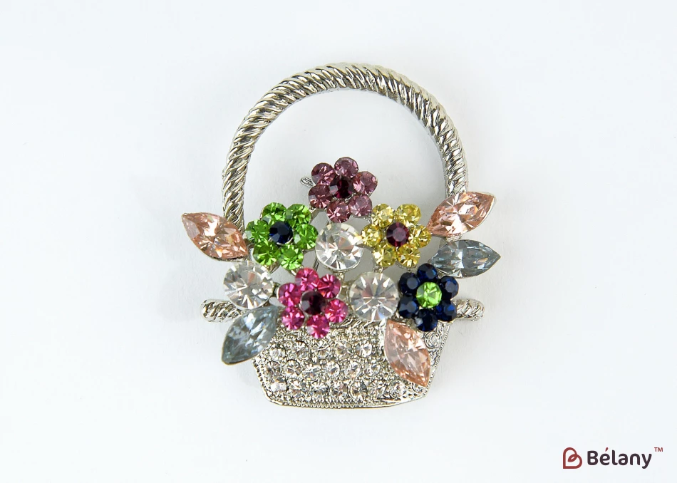 Broșă „Coș Cu Flori”