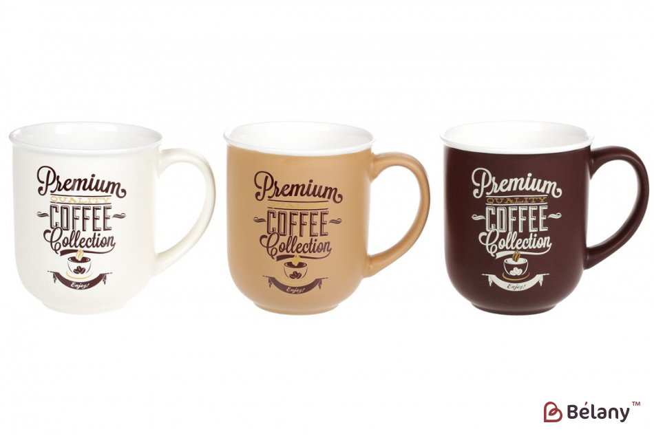 Набор фарфоровых кружек с принтом 380 мл  "Coffee Collection"