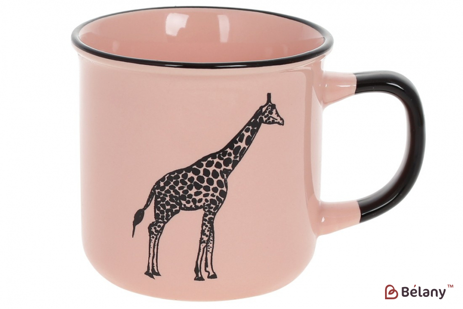 Фарфоровая кружка 360 мл  "Pink giraffe"