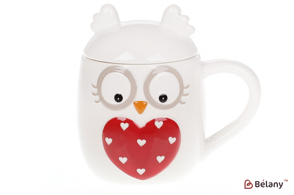 Kерамическая кружка 460 мл "The Cute Owl"c крышкой