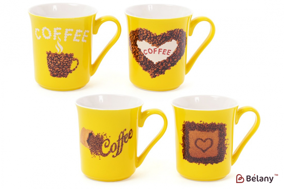 Набор фарфоровых кружек, с принтом 270 мл " Coffee Aroma"