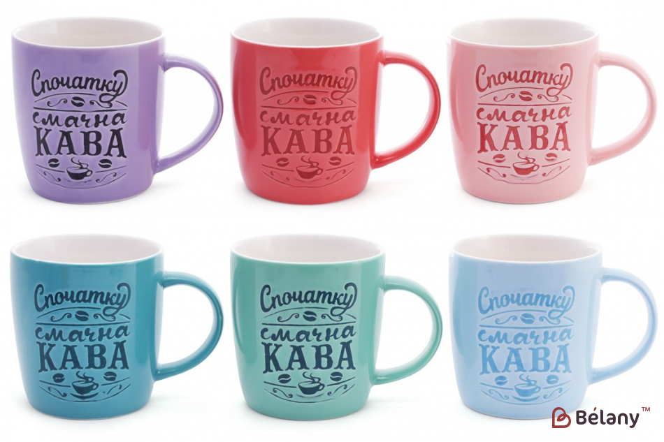 Набор фарфоровых кружек, с надписью, 380 мл " Coffee Like"