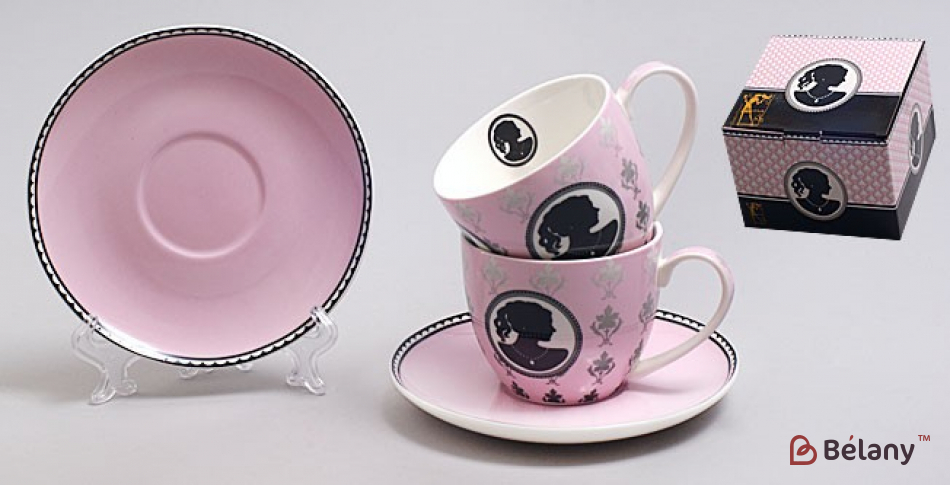 Фарфоровый набор 2 чашки с блюдцами "Ingrit"