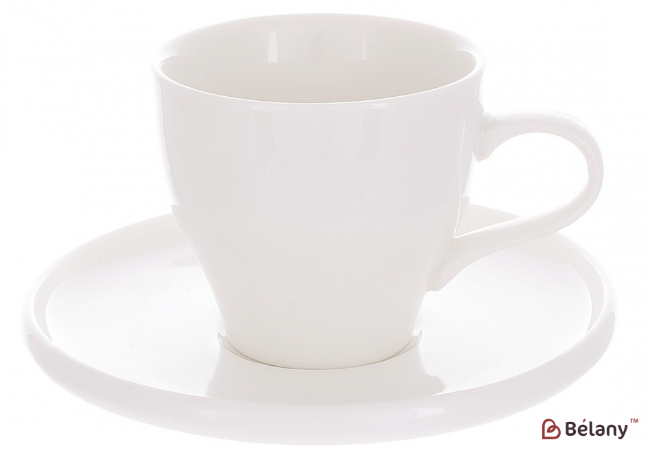 Фарфоровая кофейная пара (чашка, блюдце) 200 мл " Alfa white"