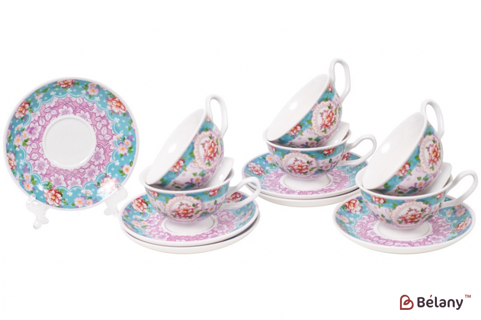 Фарфоровый набор 200 мл (6 чашек с блюдцами) "Berolina" в подарочной коробке