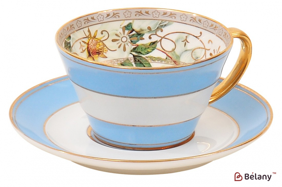 Фарфоровая чайная пара 180 мл (чашка, блюдце) "Avalanche" в подарочной коробке