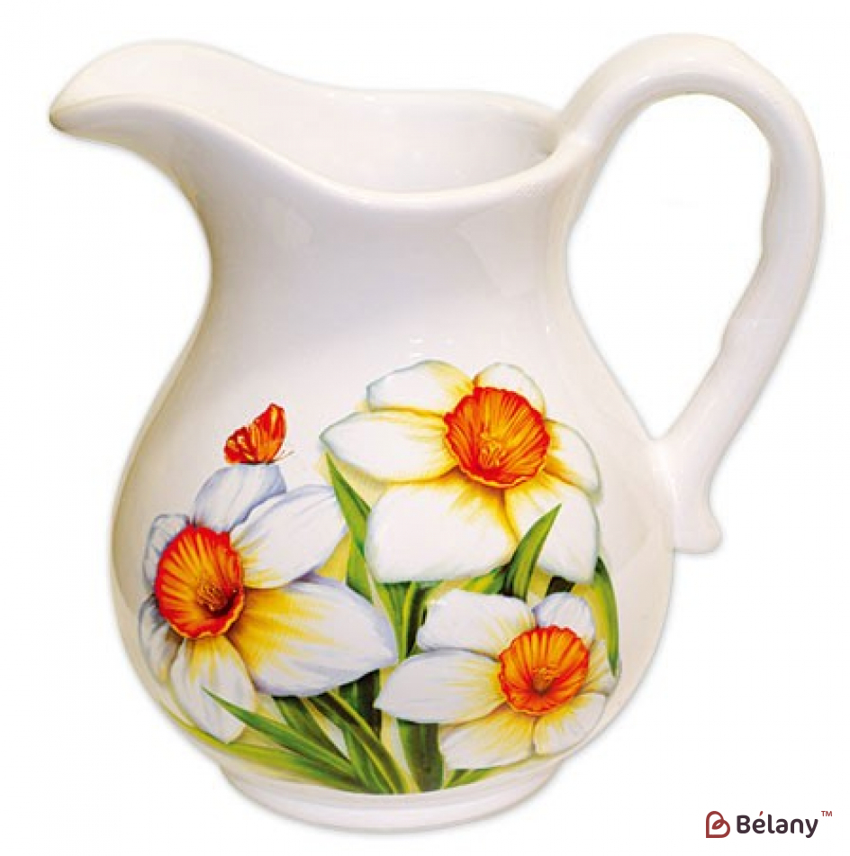 Керамический кувшин 700 мл  "Summer garden", белый с принтом