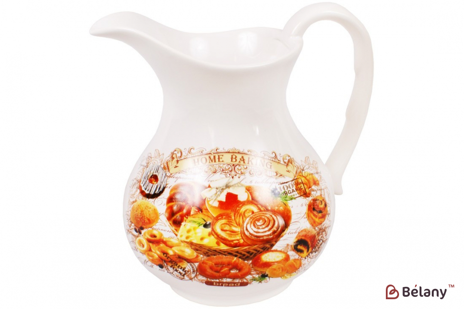 Керамический кувшин 1,2 л "Sweet bun", белый с принтом
