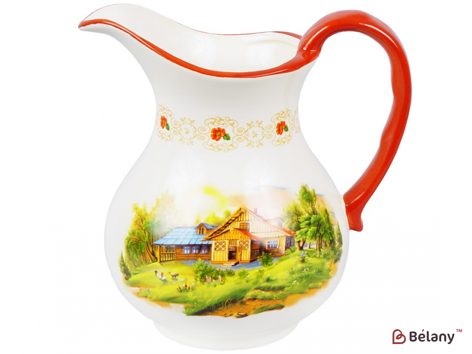 Керамический кувшин 1,2 л " House by the river", белый с принтом