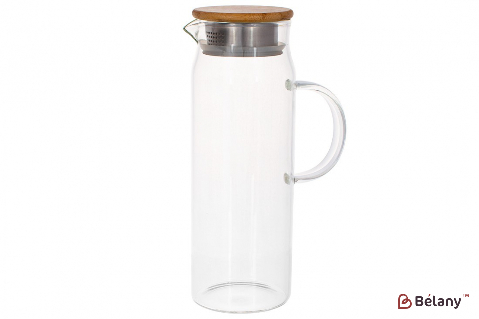 Стеклянный кувшин 1,5 л "Willow", прозрачный с бамбуковой крышкой