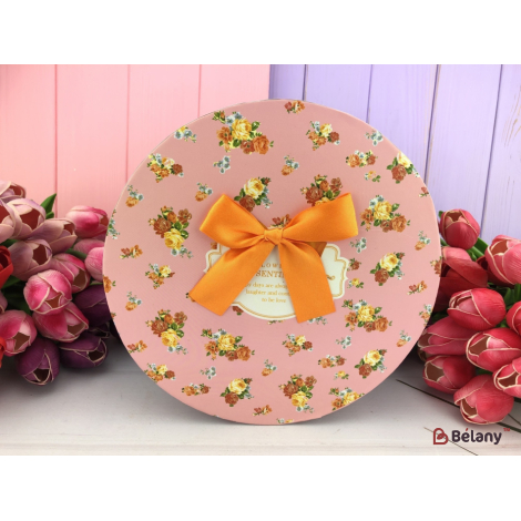 Cutie Rotundă „Flori” Roz