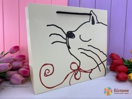 Geantă Cadou "cat" Bej S