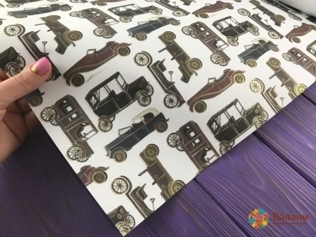 Hârtie De Împachetat „Mașină Retro” (50/70 Cm)