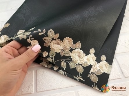 Hârtie Florală „Bujori” Negru