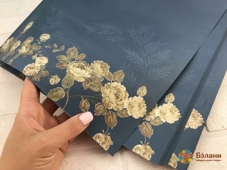 Hârtie Florală "peonies" Albastru
