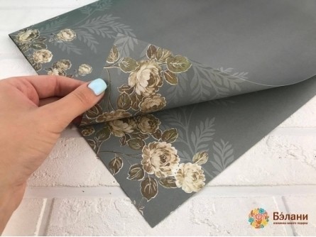 Hârtie Florală „Bujori” Gri