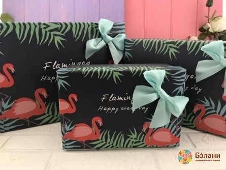 Cutie Cadou "flamingo" Cu Arc Albastru