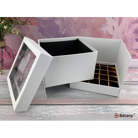 Cutie Pătrată Glisantă „Surpriză” Albă