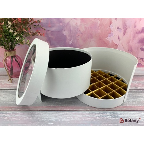 Cutie Rotundă Glisantă „Surpriză” Albă