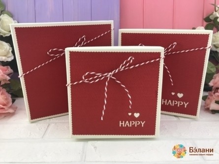 Cutie Cadou Cu Dantelă „Happy” Roșu